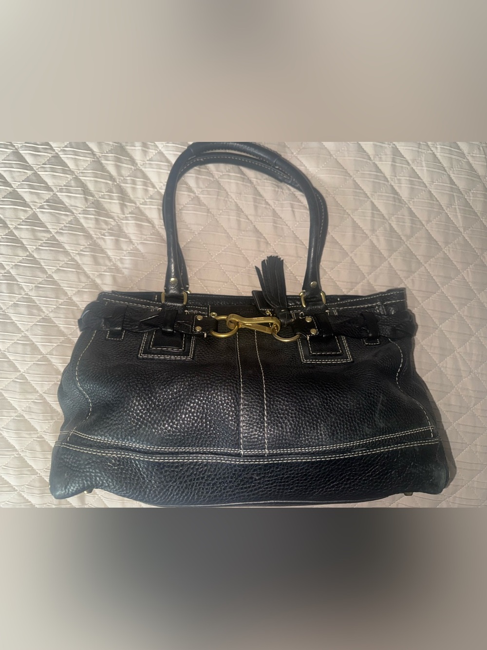 Vintage Coach Soho Braided Leather Tote Bag Black Pebbled Leather Style